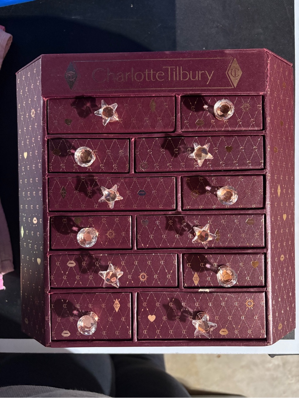 Charlotte Tilbury Burgundy Makeup Drawer Organizer
